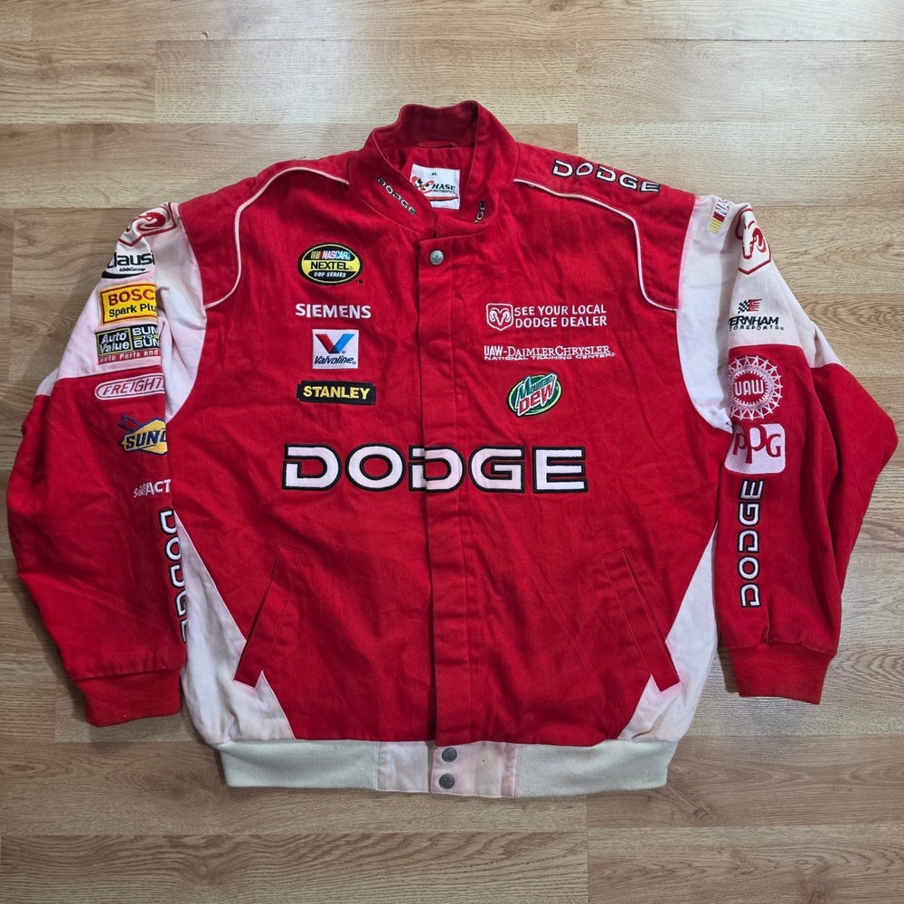 Chase Authentics Racing Jacket Mens XL Red Dodge NASCAR Nextel Cup Vintage